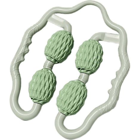 4-rädriger Muskelroller mit kreisförmigen Beinklemmen, 360°-Muskelrolle für Beine, Nacken, Hände und Arme (Grün) (1/5)