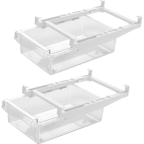 Lot de 2 organiseurs réfrigérateur - 30,5 x 19,8 9,5 cm En plastique transparent À suspendre Boîte rangement pour Pour cuisine (1/5)