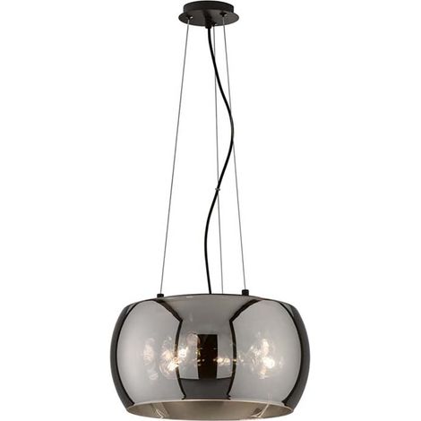 Pendelleuchte DIMA 3-flammig rund aus Rauchglas Industrial, Ø 40cm (1/5)