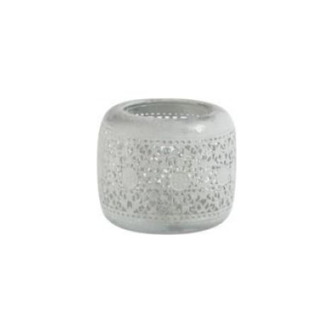 Photophore - - Oriental - Métal Blanc - Verre Argent - 11.5x11.5x9.5 cm