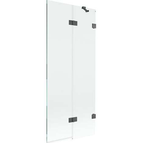 Mexen Lunar Wannenfaltwand 2-flügelig rechts 80 x 150 cm, transparent, gun gray gebürstet - 897-080-100-66-00-P (1/5)