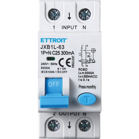 ETTROIT JX272563 Magnetotermico Differenziale 1P+N 25A 300mA 220V-6KA (1/5)