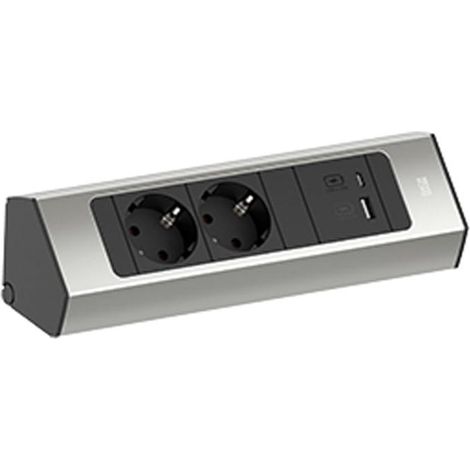 BACHMANN CASIA 2 2xCEE7/3 1xUSB A/C 22W 2,0m AEH aspect inox, 932.002