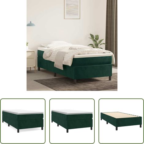 Matratze - Boxspringbett mit Matratze Dunkelgrün 90x190 cm Samt (1/5)