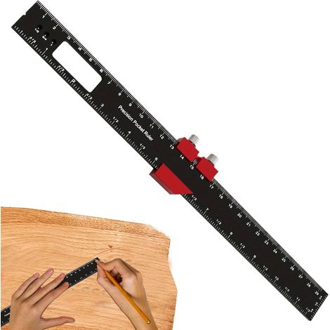 Precision ruler for woodworking Pocket ruler Tracing ruler Precision ruler, aluminum alloy measuring tool for carpenters (1/5)