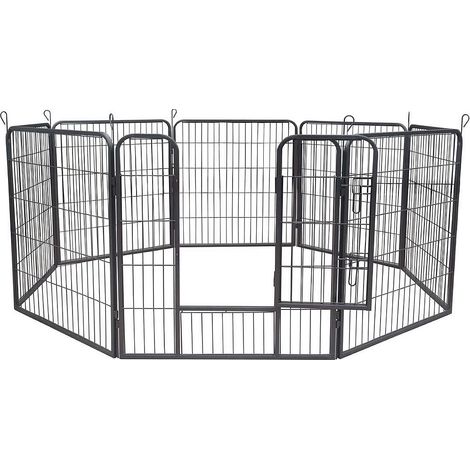 Melko Welpenauslauf 8 Elemente je 80x80cm Freigehege Laufstall Welpenzaun Welpengitter Hunde Welpen Freilauf Welpenfreigehege Welpenfreilauf Welpengitter Freilaufgehege