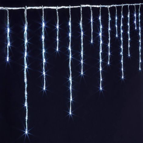 Tenda luminosa Stalactic 240 LED effetto nevicata 4 m con timer per esterni bianco freddo - Feeric lights & christmas