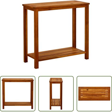 vidaXL Bois d'acacia - Table console de jardin 80x35x75 cm Bois d'acacia solide (1/5)