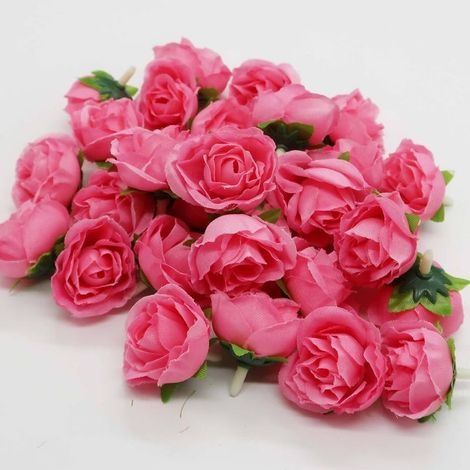 50pcs Rose Artificielle Capitules Tete Fleur Faux Plante Artificielle Decoration pour Maison Mariage Fête (rose rouge) (1/3)