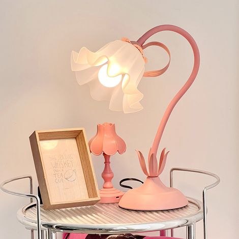 Fleurs idylliques romantique lampe de table chambre fille cadeau d'anniversaire lampe de chevet rétro fleur ambiance européenne petite lampe de nuit (1/3)