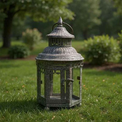 Lanterne de jardin en fer 14x14x24cm