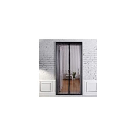 (Noir 100x210cm) Rideau de porte magnétique transparent, rideau de porte à mailles, joint magnétique de haut en bas, fermeture automatique, maintien de l\'air frais à l\'intérieur Rideaux de porte (1/3)