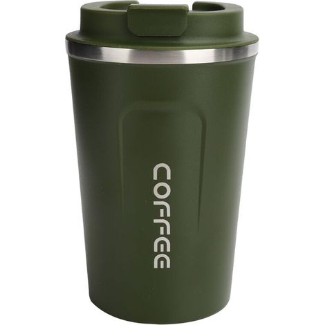 Tasse à café, tasse isolée en acier inoxydable à texture mate anti-éclaboussures pour voiture(vert) (1/5)