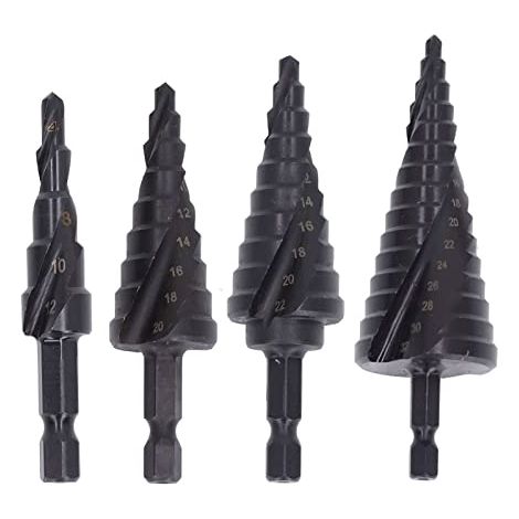 Foret étagé HSS 4-22mm, 10 étapes Pointe 118° Queue Hexagonale (1/5)