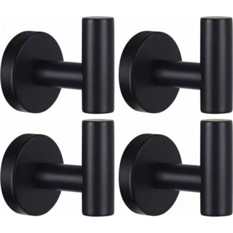 Toallero de pared con orificios perforados, perchero de baño, acero inoxidable SUS 304 negro mate, toallero resistente, perchero para albornoces (1/4)