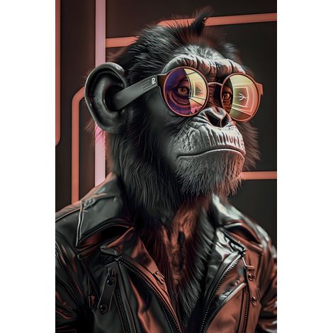 Tableau sur verre synthétique Singe stylé avec lunettes 65x97 cm - Impression sur Verre synthétique - Image HD  imprimée sur Verre synthétique - Tableau mural décoratif - Fabriqué en France