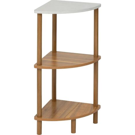 Étagère d'Angle 3 Niveaux Design "Côme" 76cm Marron (1/3)