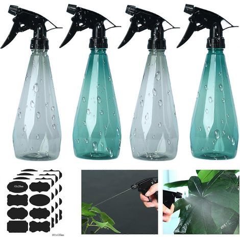 Set of 4 x 500ml spray bottles - Plastic garden sprayer, plant spray bottle, empty bottle with label for plants and flowers (1/5)