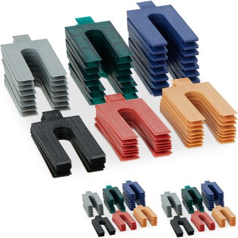 Relaxdays Entretoise plastique, lot de 144, cales de vitrage en 6 tailles, espaceurs 1 - 6 mm, différentes couleurs (1/5)