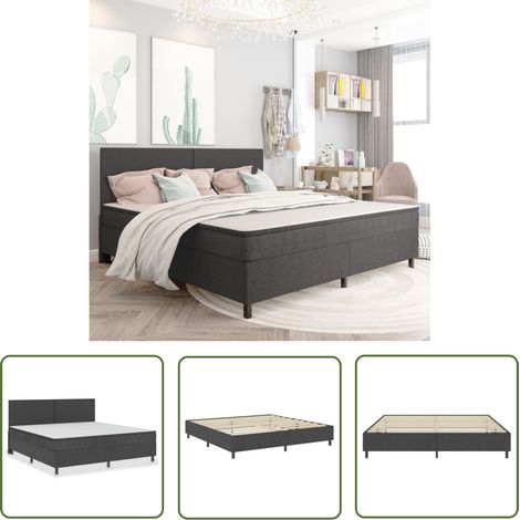 The Living Store Sommier à lattes de lit sans matelas gris tissu 200x200 cm - Cadre De Lit - Lit Tapissier - Lit Double - Literie - Meuble Chambre (1/5)