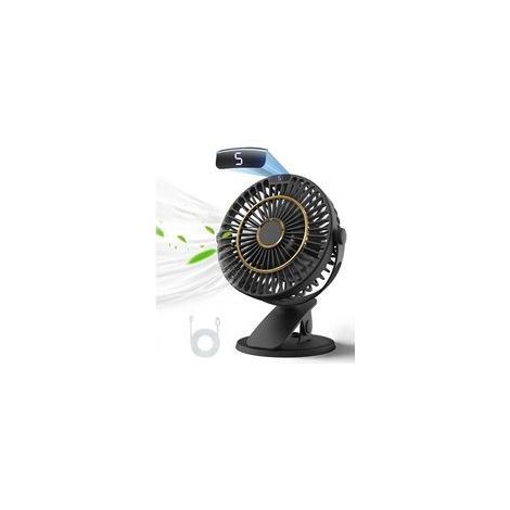 Ventilateur de Table Rechargeable,Mini Ventilateur USB avec Écran LCD,5 Vitesses,Rotation 720°,Ventilateur Portable,Ventilateur Silencieux pour Bureau/Maison/Camping avec Câble de 1.2 m Noir (1/4)