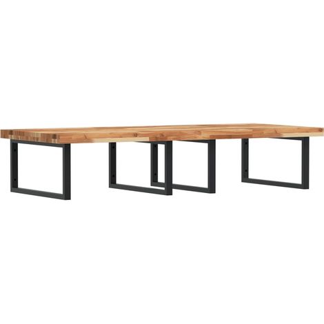 Étagères de rangement,Étagère de vasque murale acier et bois massif d'acacia CFW21135 (1/5)