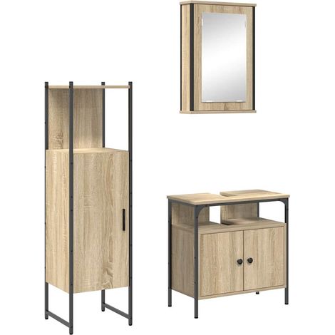 Maison Exclusive - Badezimmermöbel-Set mit Regal mit Tür 3 pcs Br