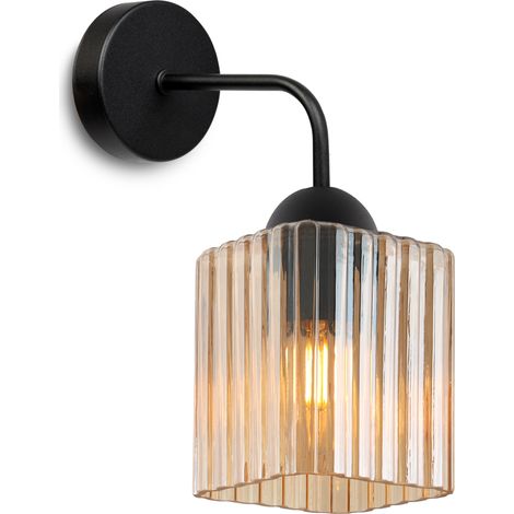 Lámpara de pared tipo riffle negra, 1 pl, cubo de miel, E27 (1/5)