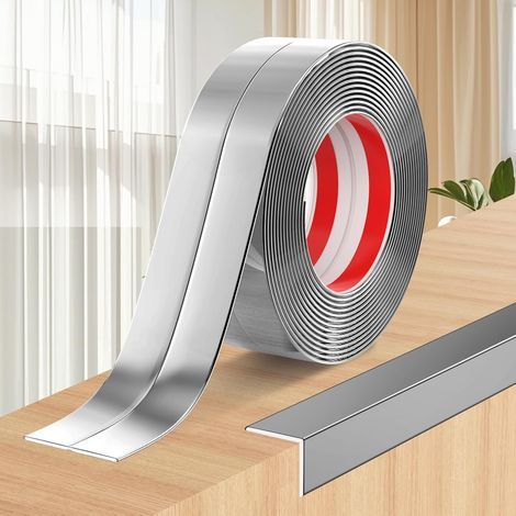 Protection d'angle argentée, 6 cm x 1 m, 1 rouleau, protection d'angle intérieure et extérieure auto-adhésive et flexible (1/5)