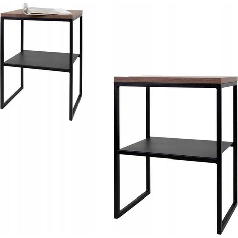 Comodino rettangolare in legno nero Robledo, legno scuro 40x30x52 (1/5)