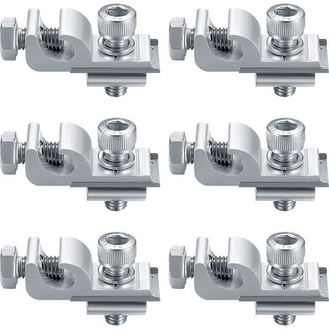 6 Pièces Clips de Mise à Terre de Panneau Solaire Standard, Kit de Fixation pour Système de Montage Solaire, Pinces de Support de Montage Cosses de Mise à Terre de Fixations de Panneau Solaire (1/5)