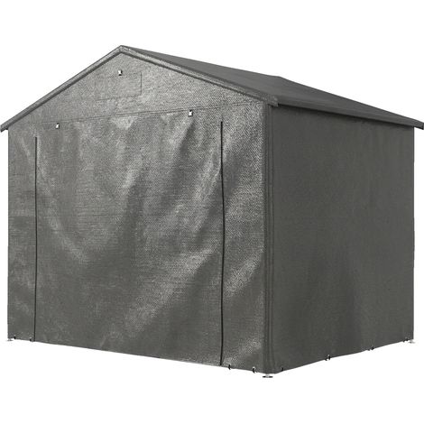 Abri garage étanche 2,5x1,8 m porte zippée enroulable/fenêtre aération, gris foncé (1/5)