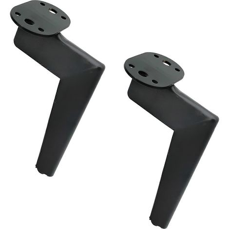 Base en fer antirouille avec pieds en forme de « 7 », compatible avec les tables et les chaises, disponible en deux couleurs et plusieurs hauteurs : noir (17 cm) et or (17 cm). (1/5)