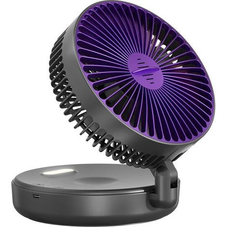 Ventilateur miniature multifonctionnel 4 en 1 (noir) pour usage domestique, avec veilleuse rechargeable par USB et ventilation silencieuse. (1/5)