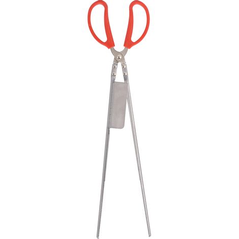 Pinces à crabes en acier inoxydable, manches plastique 51cm, embout fendu, design épaissi résistant à la chaleur, pour pêche, bouche droite (1/5)