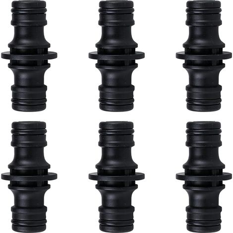 6pcs 1/2" Double-Sided Hose Fittings", Double-Sided Hose Fitting, Secure Hose Extension Fitting for Garden and Home, Black (1/5)
