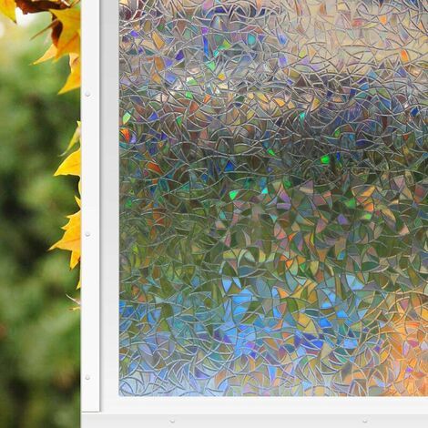 3D-Regenbogeneffekt-Fensterfolie mit statischer Haftung für Glas, UV-beständige Dekorfolie, selbstklebende Musterfolie für Schlafzimmer, Türen, Büro und Zuhause, 45 × 200 cm (1/4)