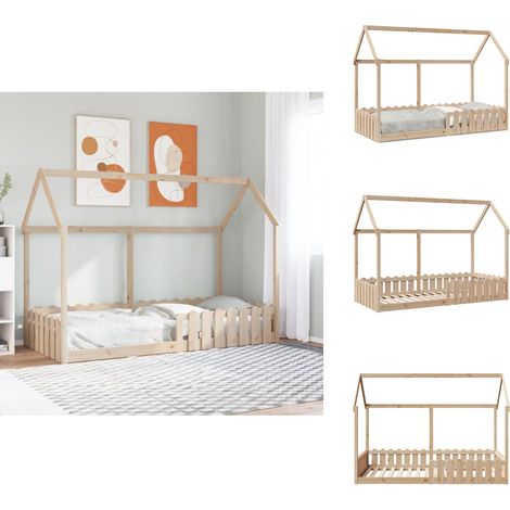 Kinderbett Hausbett 90x190 cm Massivholz Kiefer - Kinderbettgestell - Kinderbettgestelle - Kinderbett - Kinderbetten (1/5)
