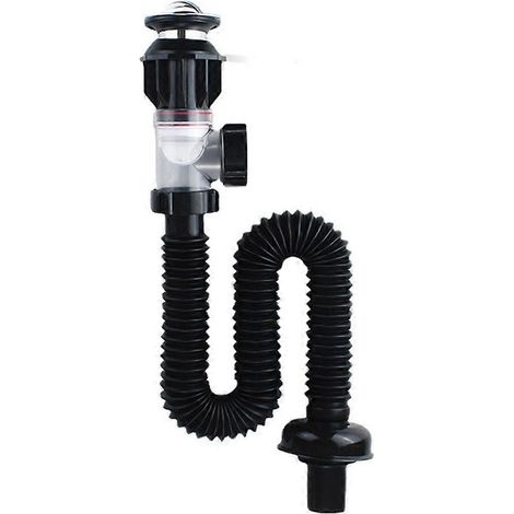 Tuyau d'évacuation pour lavabo anti-odeurs et anti-obstruction, ensemble universel pour lavabo mural horizontal, gain de place (1/5)