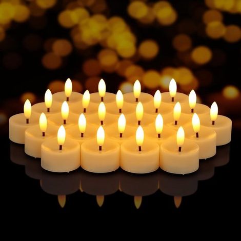 24 lumini elettrici a LED con effetto fiamma 3D, alimentati a batteria, candele a LED senza fiamma per matrimoni, feste, decorazioni per la casa e occasioni festive. (1/5)