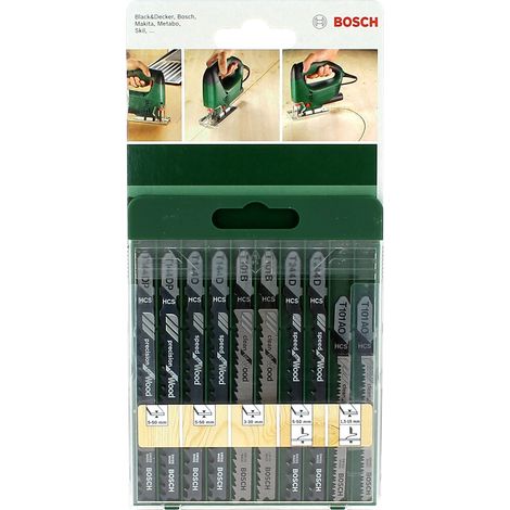 Lames de scie sauteuse pour bois – Lot de 10 lames en acier – Coupes nettes pour projets de bricolage – Compatibles Bosch et autres marques - 2609256744