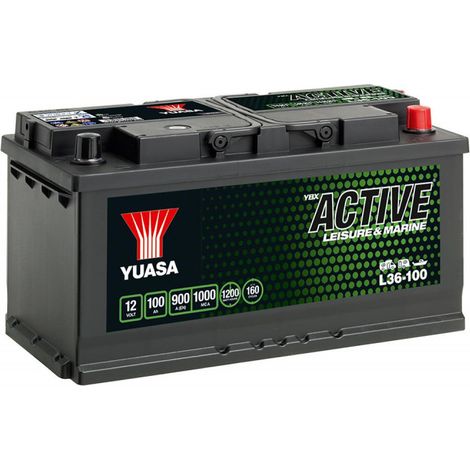 Yuasa – Batterie décharge lente 12V 100Ah – Plomb calcium – Sans entretien – Pour bateau, camping-car, énergie solaire