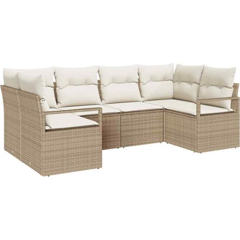Maison Exclusive - Gartensofa-set mit Kissen 6 pcs Beige und Weiß