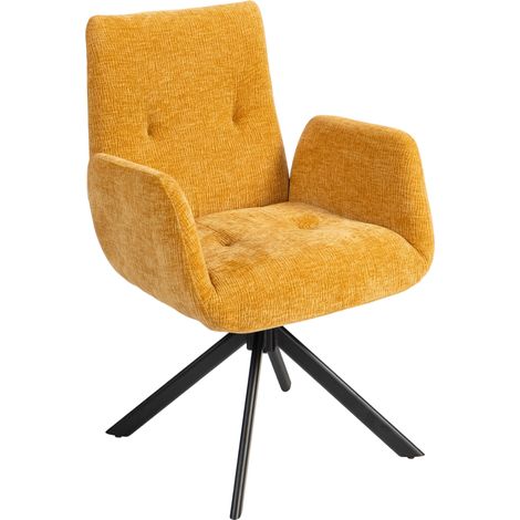 Fauteuil pivotant rembourré design moderne jaune, capacité 120kg (1/5)
