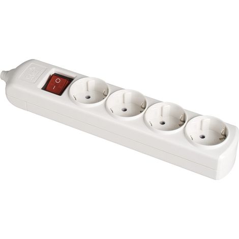 Base múltiple blanco, Solera, con interruptor, 4 tomas con t/t lateral 16a 250v (1/2)