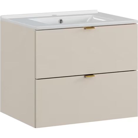 Meuble sous vasque suspendu DALIA Cachemire avec vasque encastrée 60 cm-Largeur 60 cm (1/5)