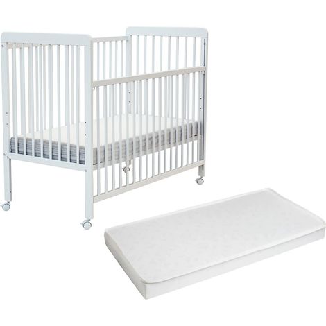 AT4 - Lit bébé coulissant en bois avec matelas ESSENTIEL 60 x 120 cm (1/3)