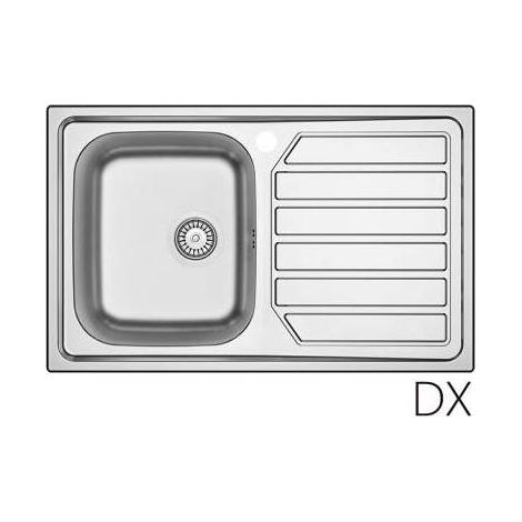 Fregadero encastrable de acero inoxidable 80x50 cm con escurridor derecho