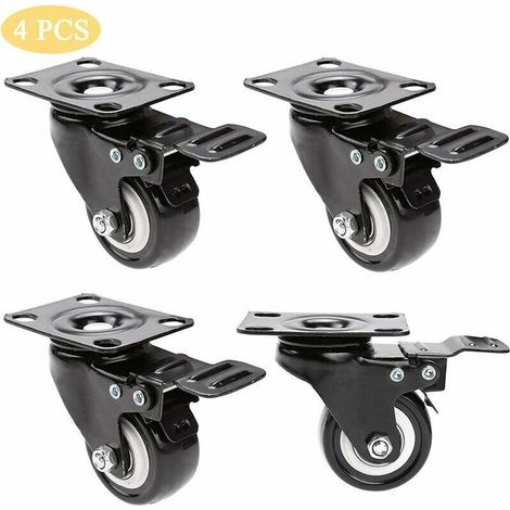 4pcs 360° Swivel Caster Wheels with Brake for Furniture/Transport, 200kg Load Capacity (1/5)