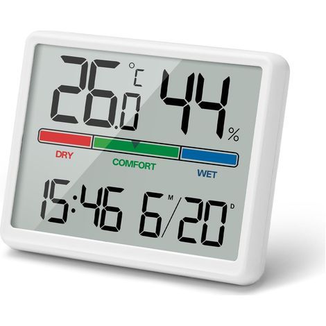 Lntyq 4.5" Reveil Numerique à Piles LCD Portable, Mini Horloge Numérique avec Température Humidité Date Alarme Fonction Snooze, Réveil Digitale avec Hygromètre Thermomètre d'intérieur (1/5)